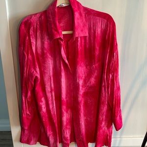 Zara Pink Tye Dye Long Sleeve Button Down